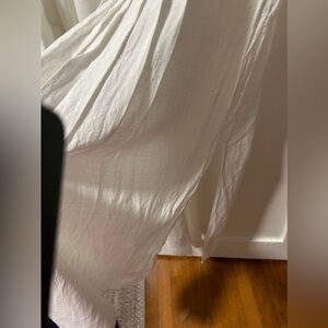 Cream ,button-down, ,long sleeve ,linen blend maxi dress